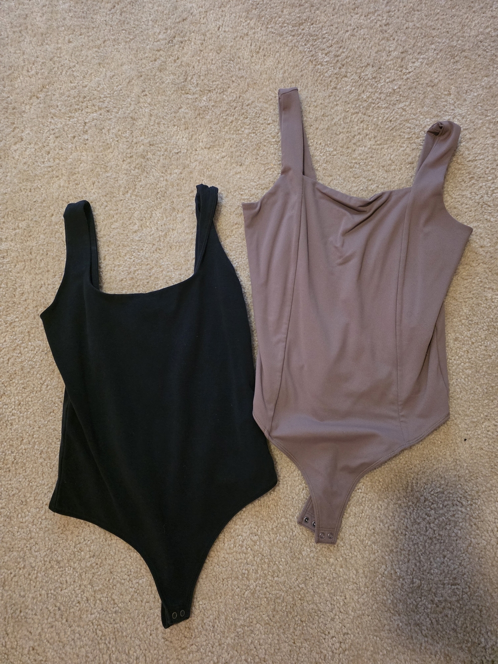 Abercrombie & Fitch Black and Taupe Tank-Style One-Piece Bodysuit Duo